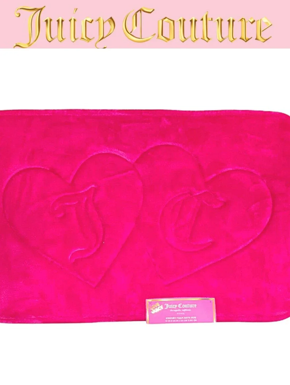 Juicy Couture Home JC Inside Connecting Hearts Embossed Plush Bath Rug- SM